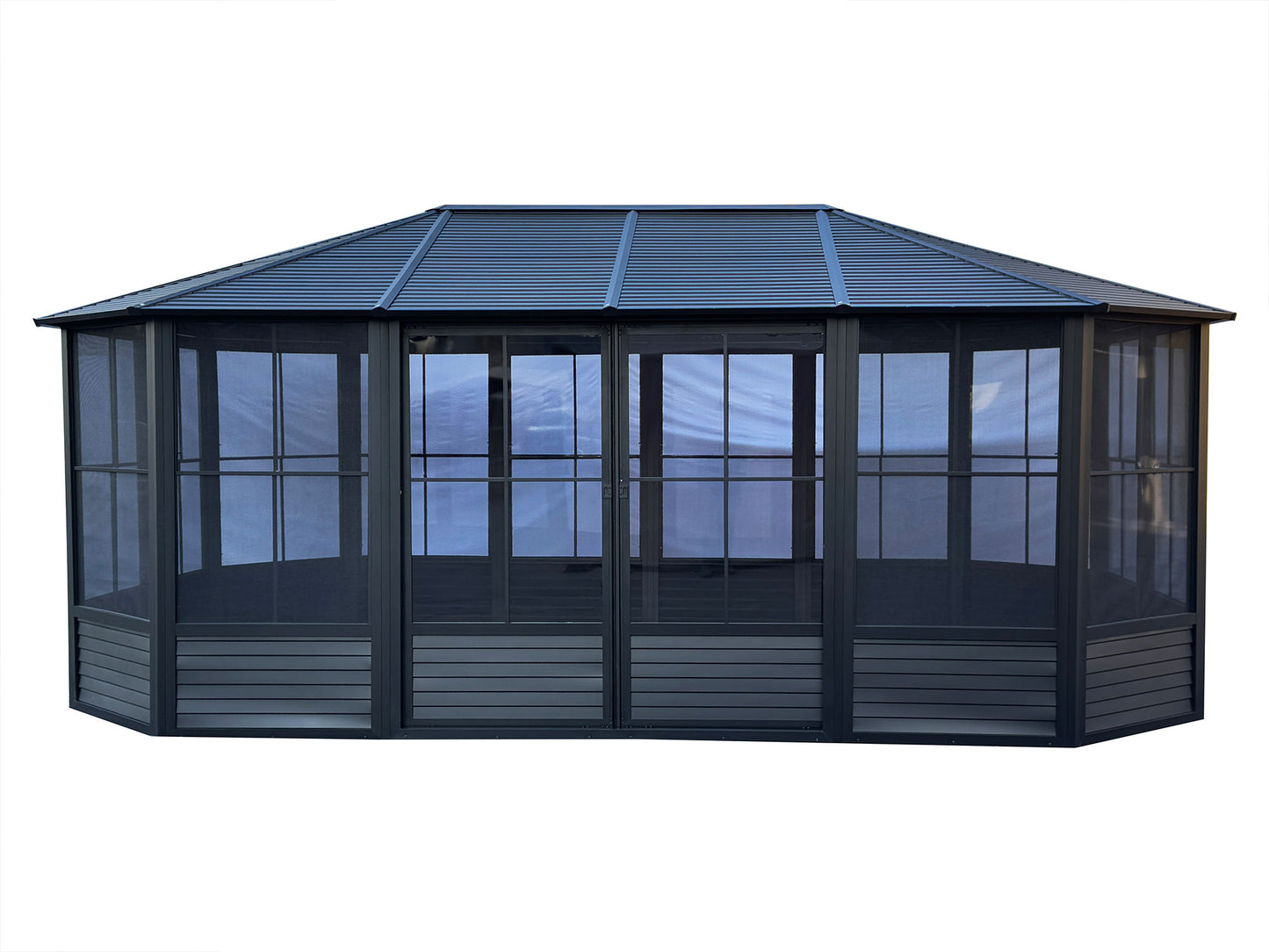 Gazebo Penguin Florence Solarium with Metal Roof 12 Ft. x 18 Ft. Black