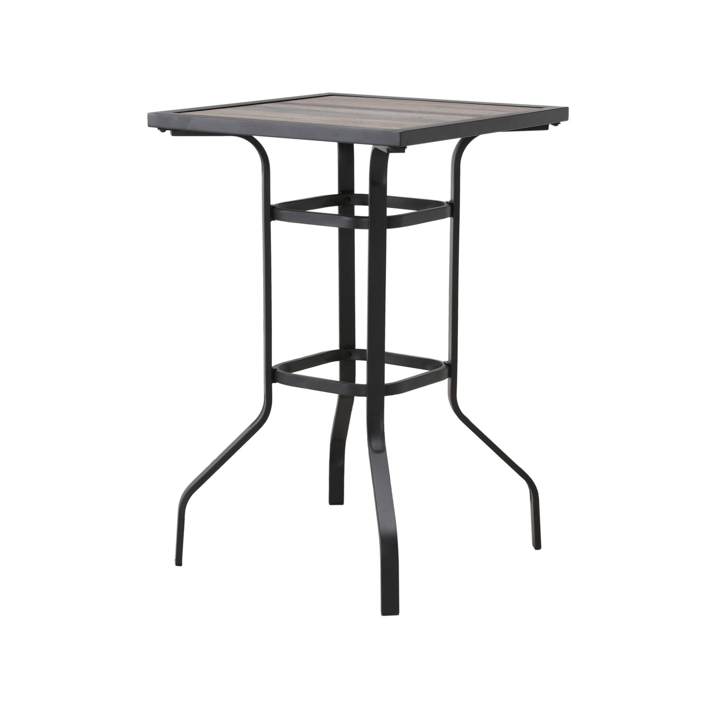 25" Brown And Black Square Metal Outdoor Bistro Table