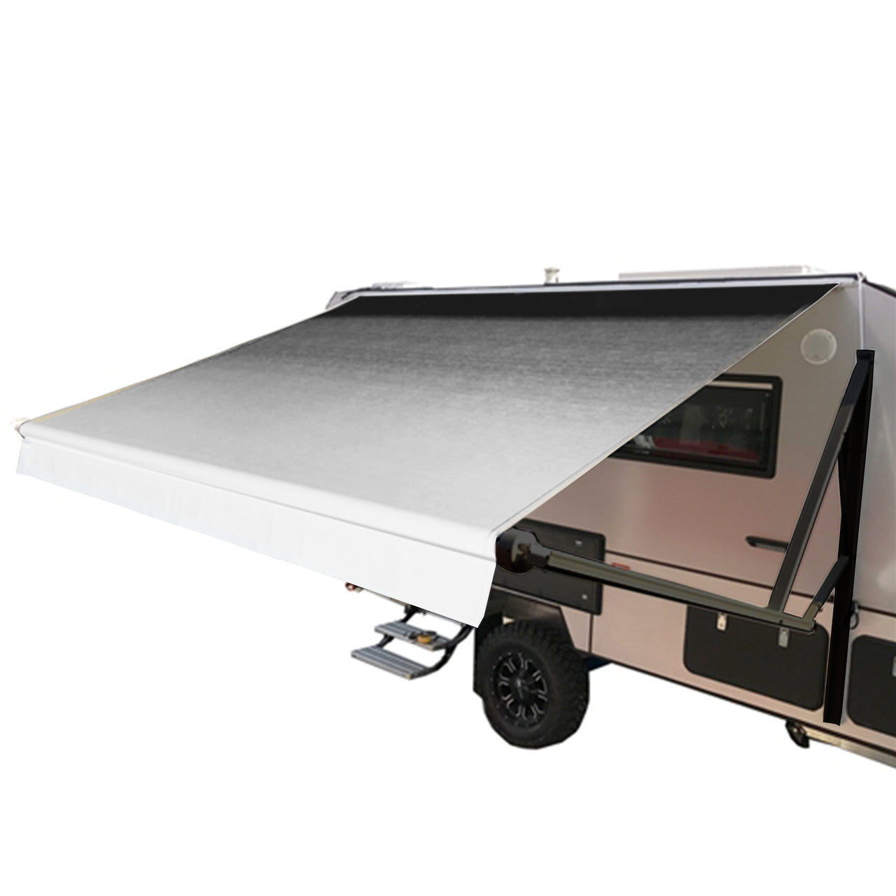 Motorized RV/Patio Awning - 20 x 8 Feet - Black Frame - Black Fade Fabric RVABWM20X8BLK11B-AP