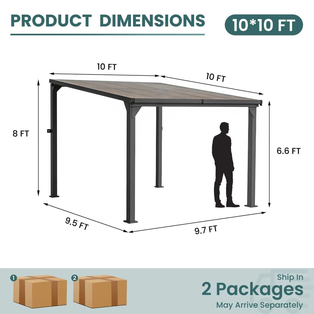 Pamapic Aluminum Hardtop Gazebo 10'X12'