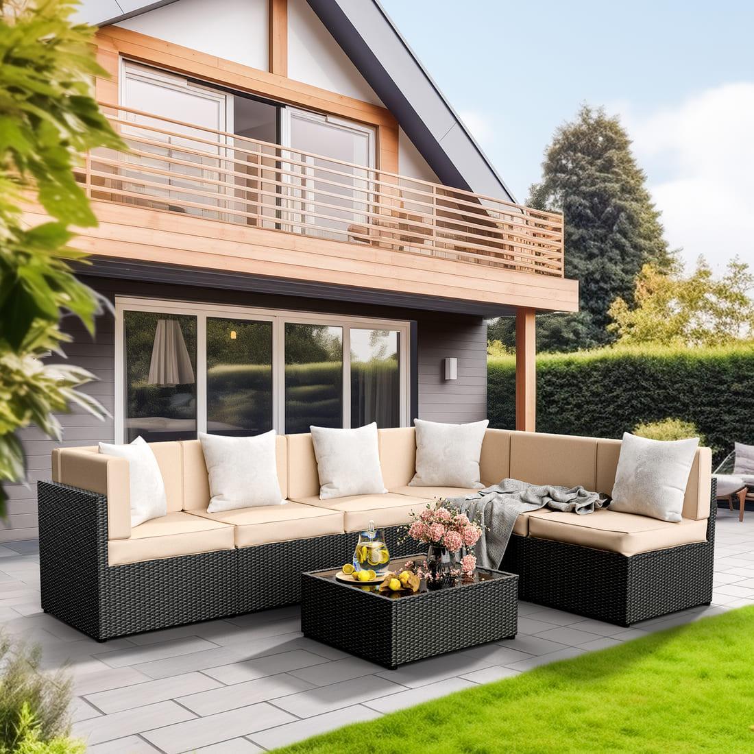 Pamapic 7-Piece Outdoor Sectional Sofa Set