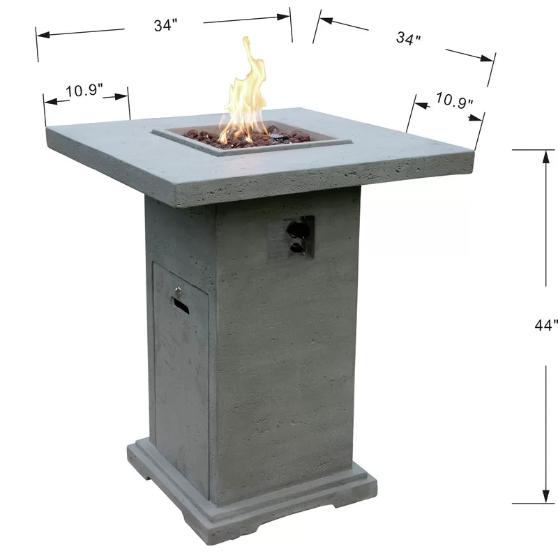 Elementi Montreal 42'' H x 34'' W Concrete Propane Outdoor Fire Pit Table Outdoor Surplus USA