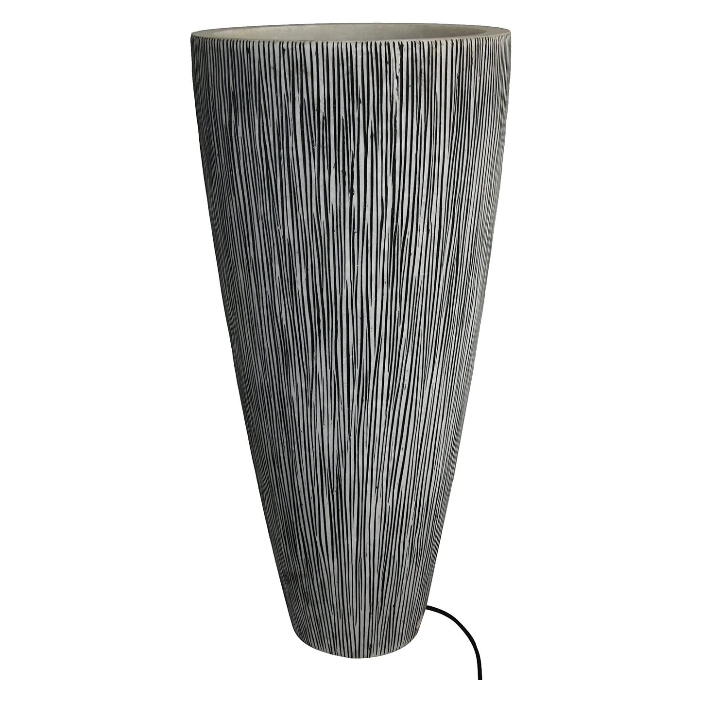 Homeroots Gray Sandstone Ribbed Long Conical Planter With Light 1 X 18 X 39