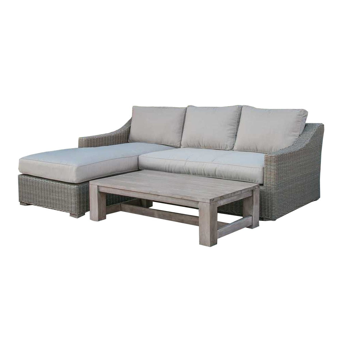 Homeroots Wood And Rattan Sectional Sofa Set