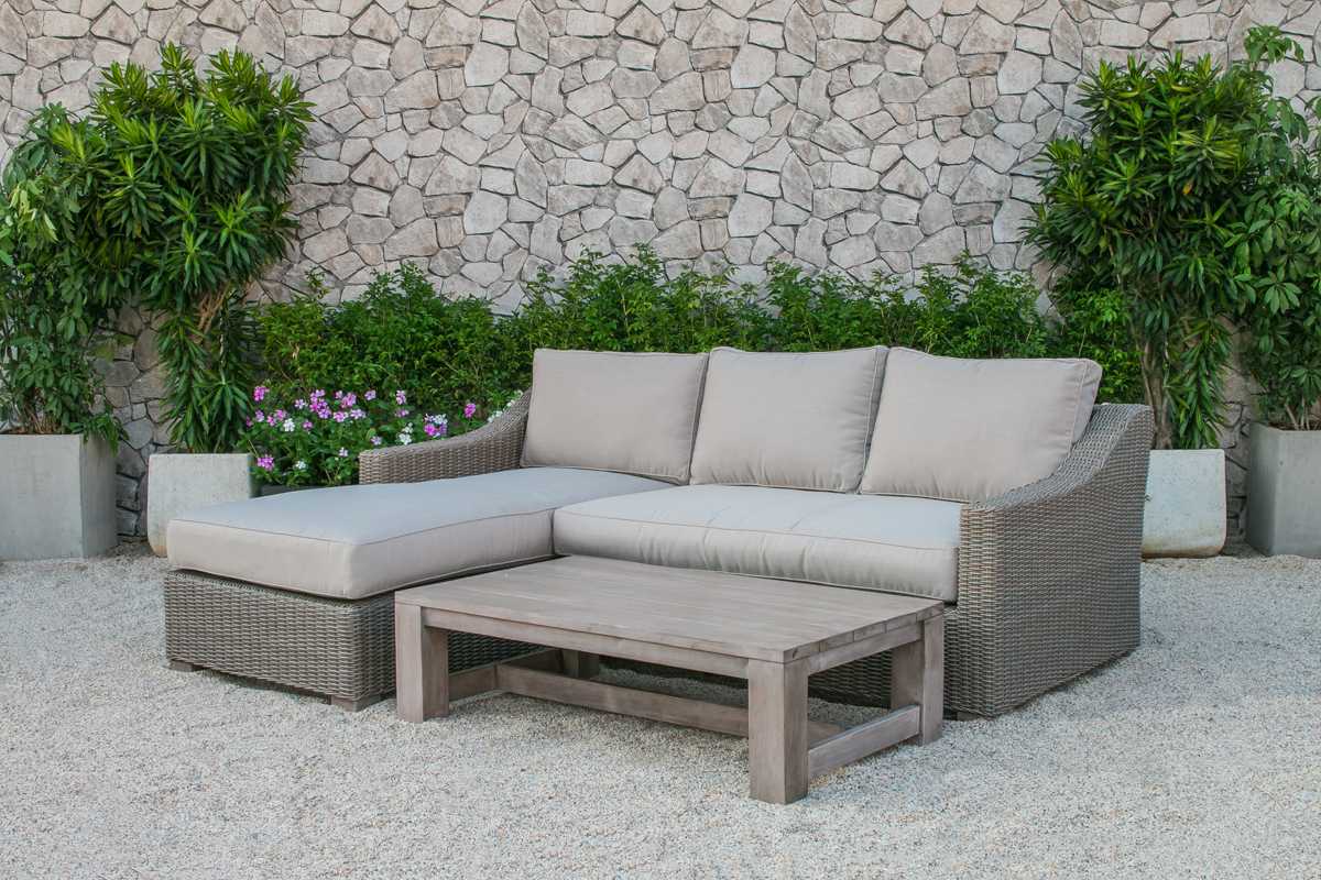 Homeroots Wood And Rattan Sectional Sofa Set