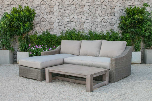 Homeroots Wood And Rattan Sectional Sofa Set