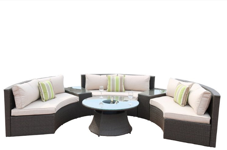 Homeroots Half moon Outdoor Sectional Set