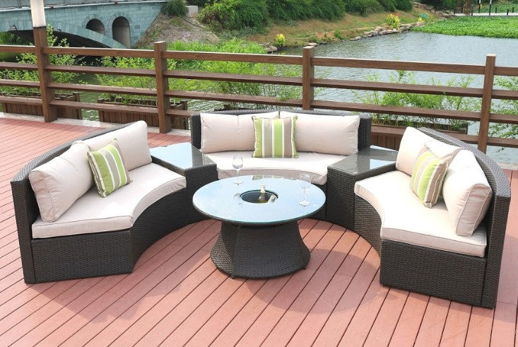 Homeroots Half moon Outdoor Sectional Set