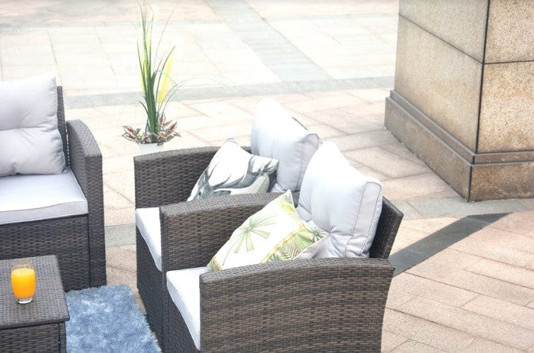 Steel rattan sofa K/D set=one three seater sofa+one double sofa+ two single sofa+one table+one side table Three seater sofa size: 183*72*H78cm with 6cm cushion and fluffy back cushion Double sofa size: 127*D72*H78cm with 6cm cushion and fluffy back cushion Single sofa size: 72*72*H78cm with 6cm cushion and fluffy back cushion Table size: 120*60*H40cm Side table size: 70*70*H64cm