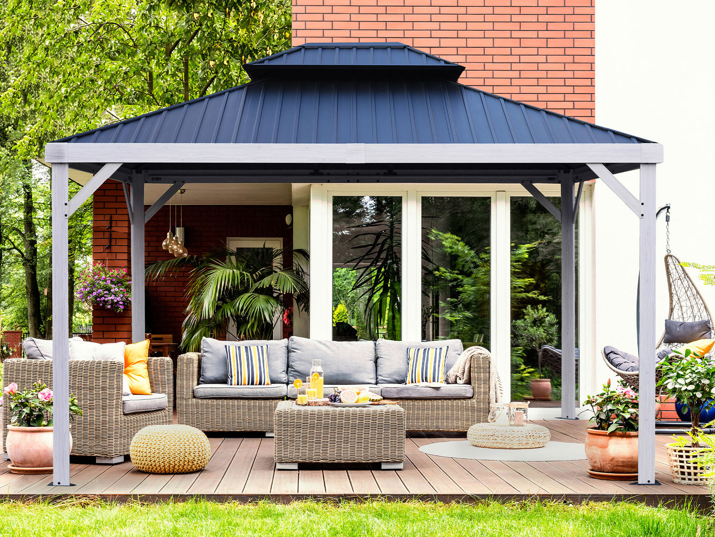 Gazebo Penguin Yosemite - 10 X 12 Ft. Light Grey Wood Finish