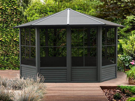 Gazebo Penguin Florence Solarium with Metal Roof 12 Ft. x 12 Ft. Black