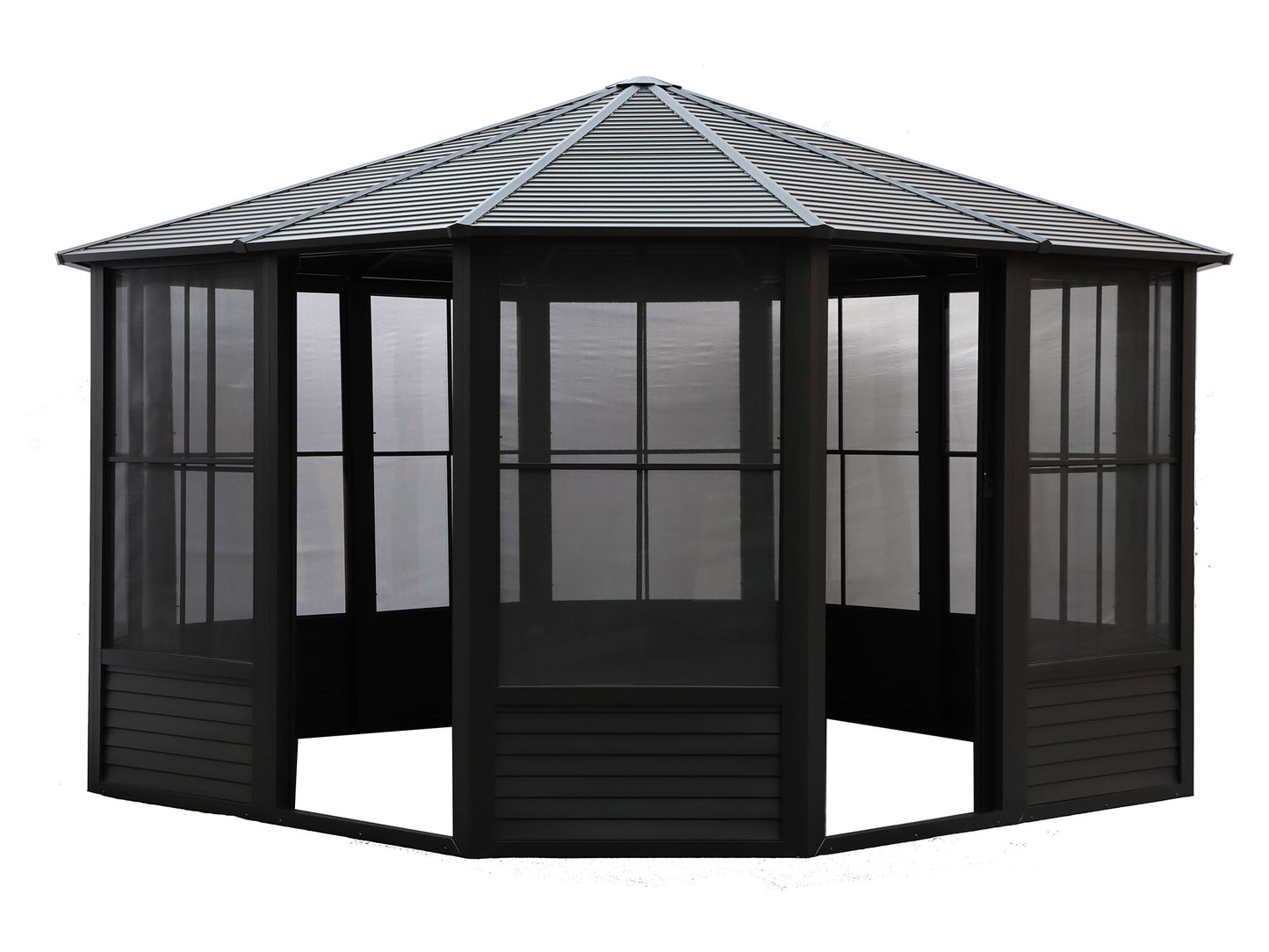Gazebo Penguin Florence Solarium with Metal Roof 12 Ft. x 12 Ft. Black