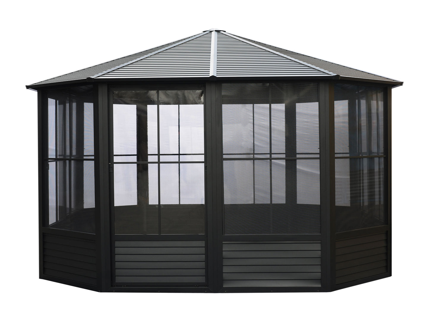 Gazebo Penguin Florence Solarium with Metal Roof 12 Ft. x 12 Ft. Black