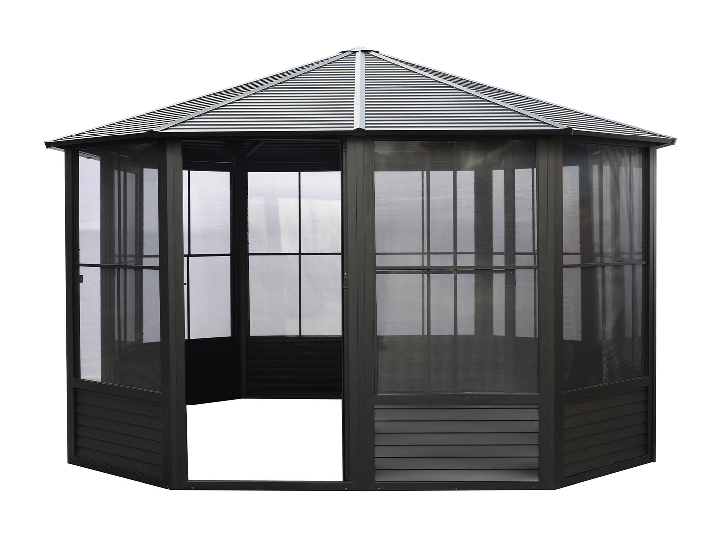 Gazebo Penguin Florence Solarium with Metal Roof 12 Ft. x 12 Ft. Black