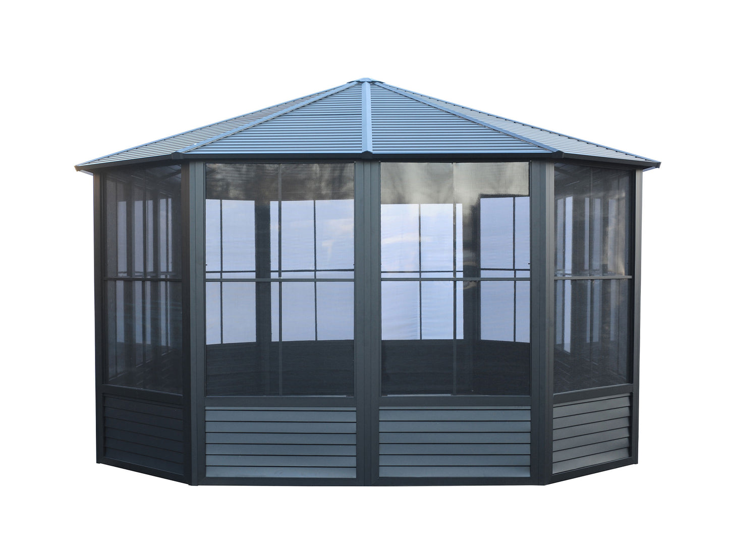 Gazebo Penguin Florence Solarium with Metal Roof 12 Ft. x 15 Ft. Black