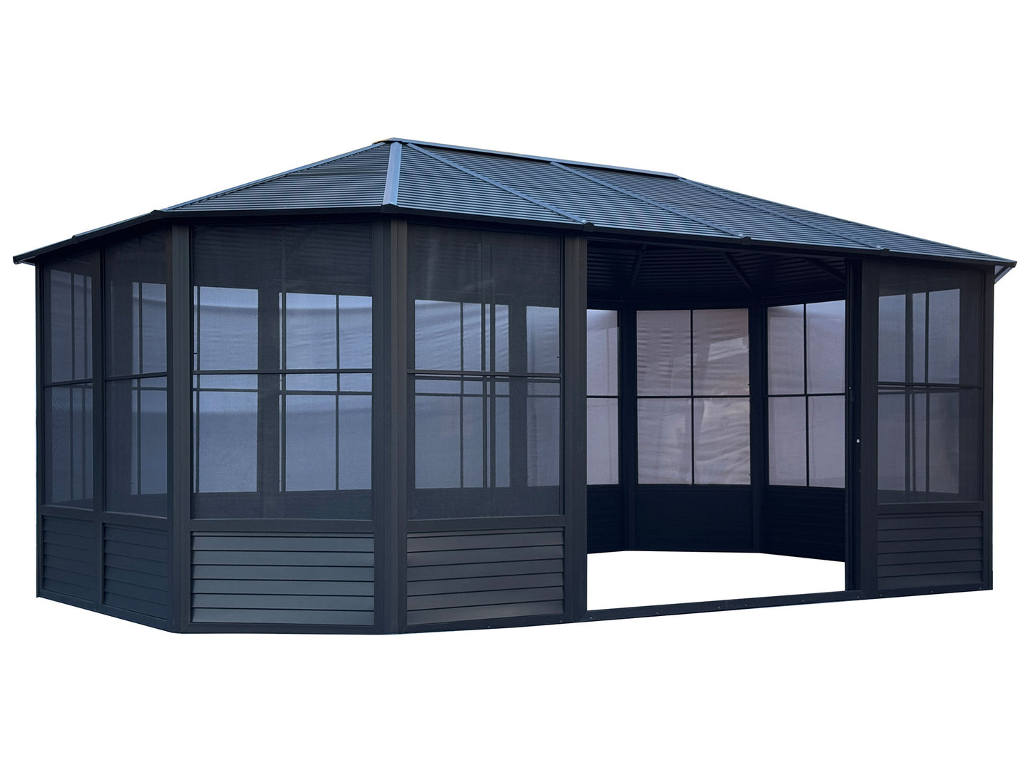 Gazebo Penguin Florence Solarium with Metal Roof 12 Ft. x 18 Ft. Black