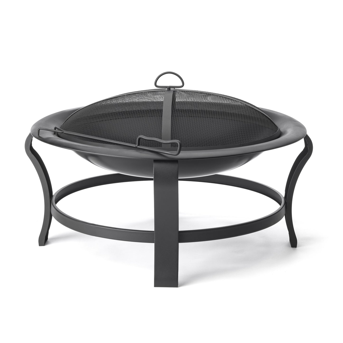 Homeroots Black Steel Round Wood Burning Fire Pit