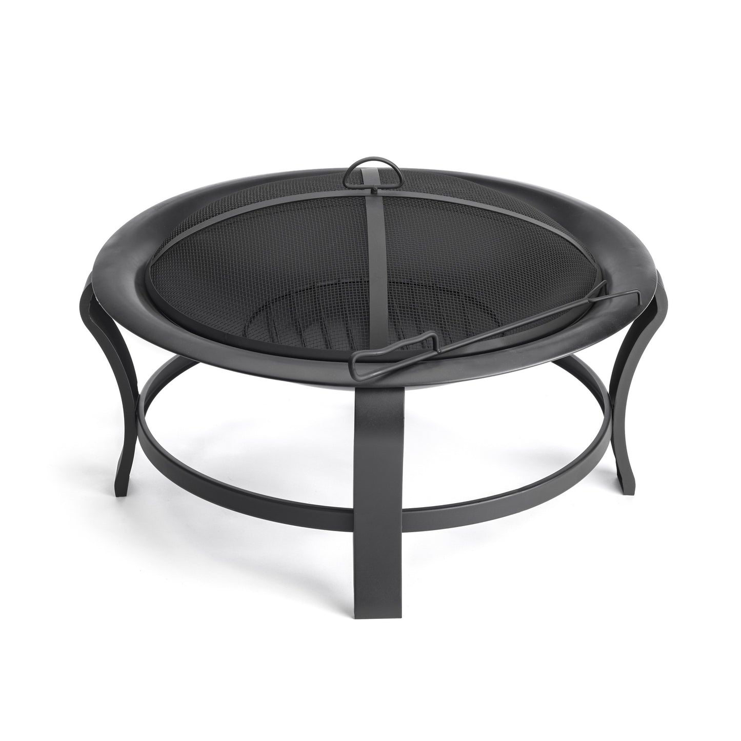 Homeroots Black Steel Round Wood Burning Fire Pit