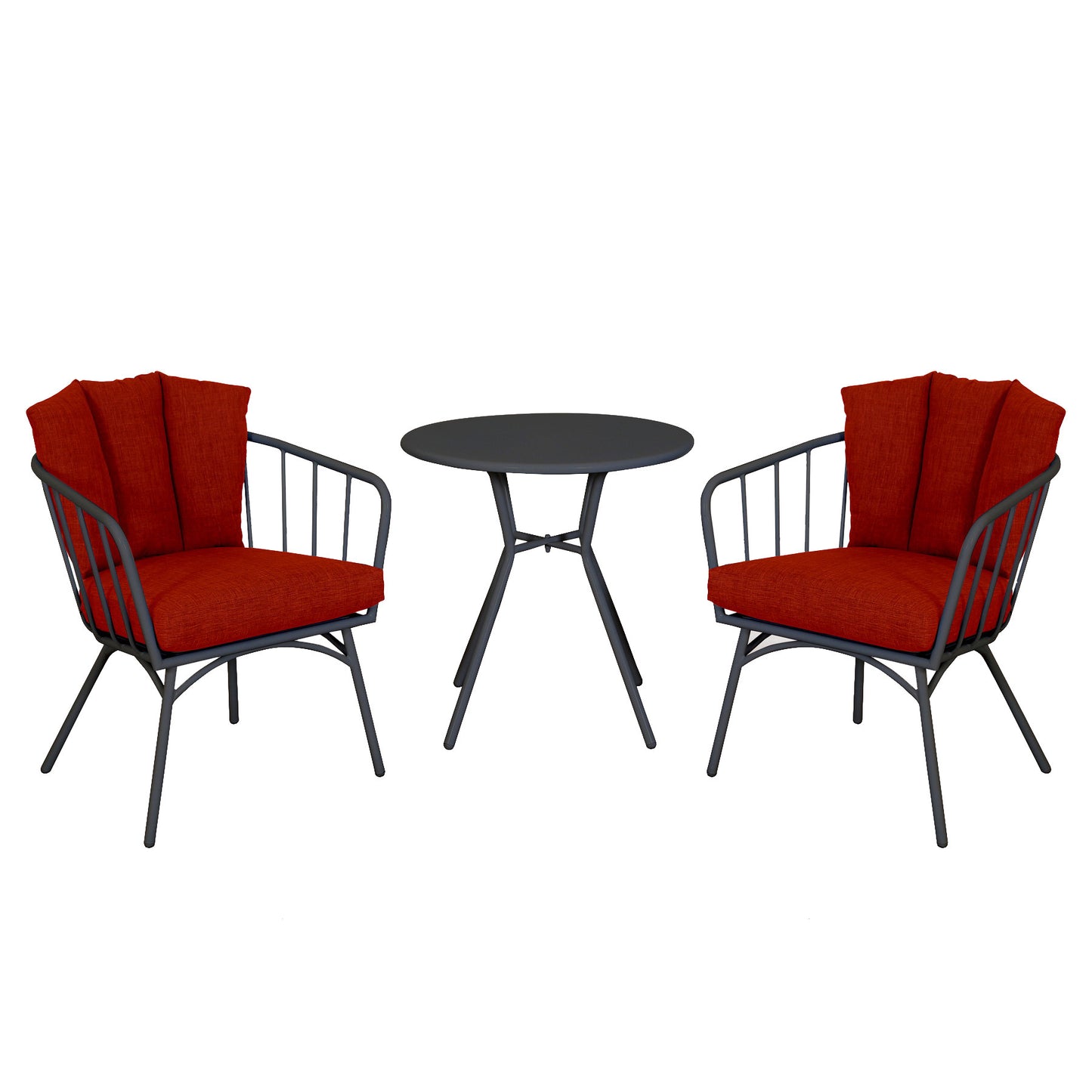 Homeroots Rimini 3pc Bistro Conversation Set With Shell-Back Cushions