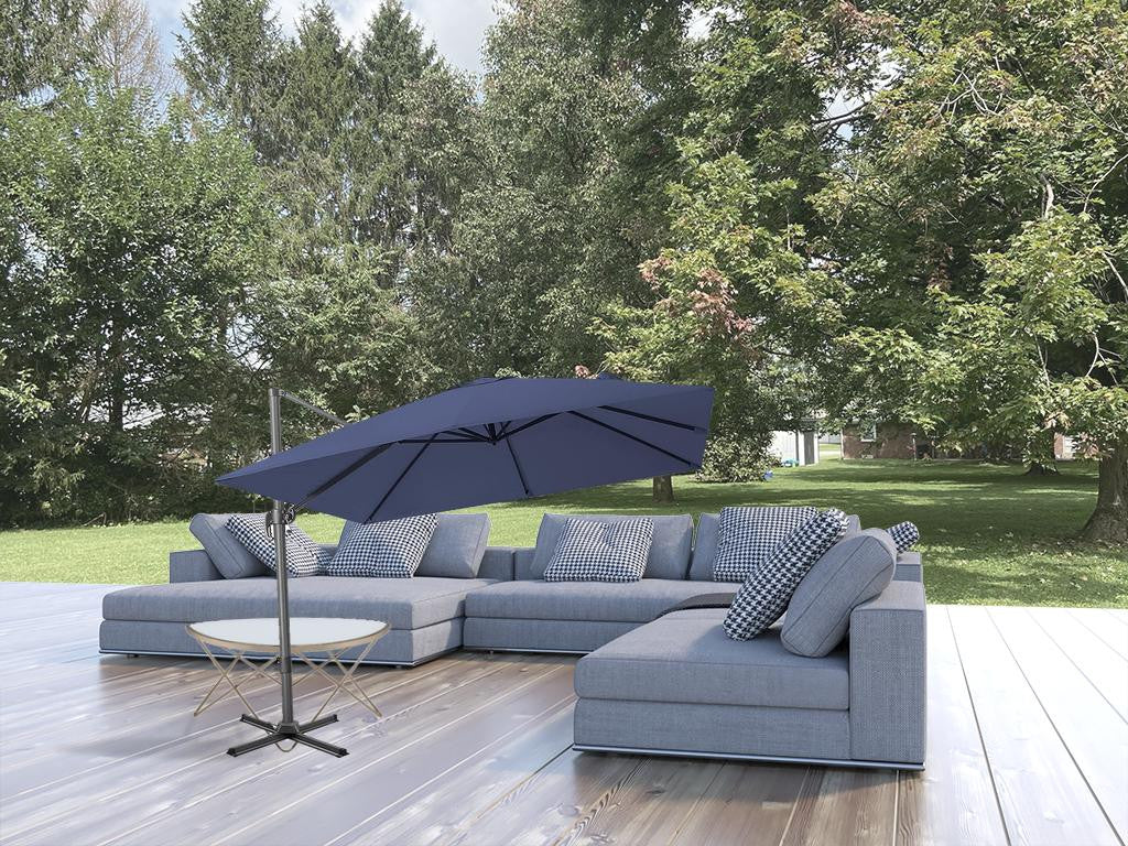 Homeroots Navy Cantilever Umbrella with Stand