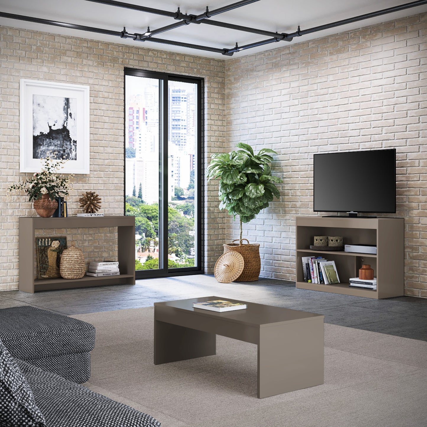 Homeroots 39" Light Gray Solid Console Table