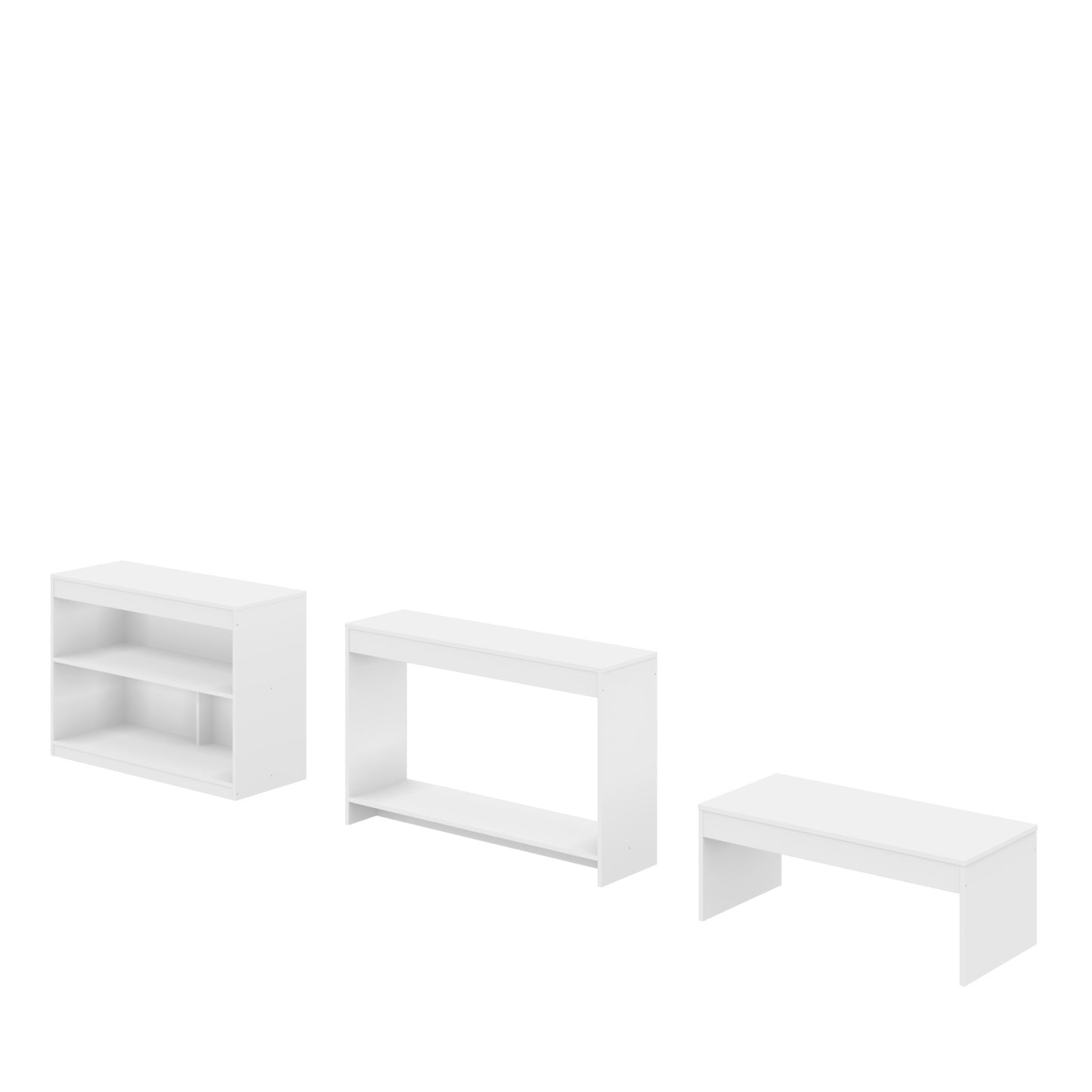 Homeroots 39" White Solid Console Table Set
