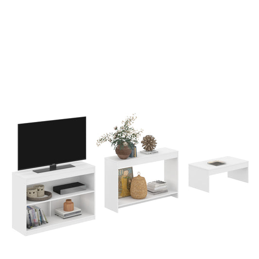 Homeroots 39" White Solid Console Table Set