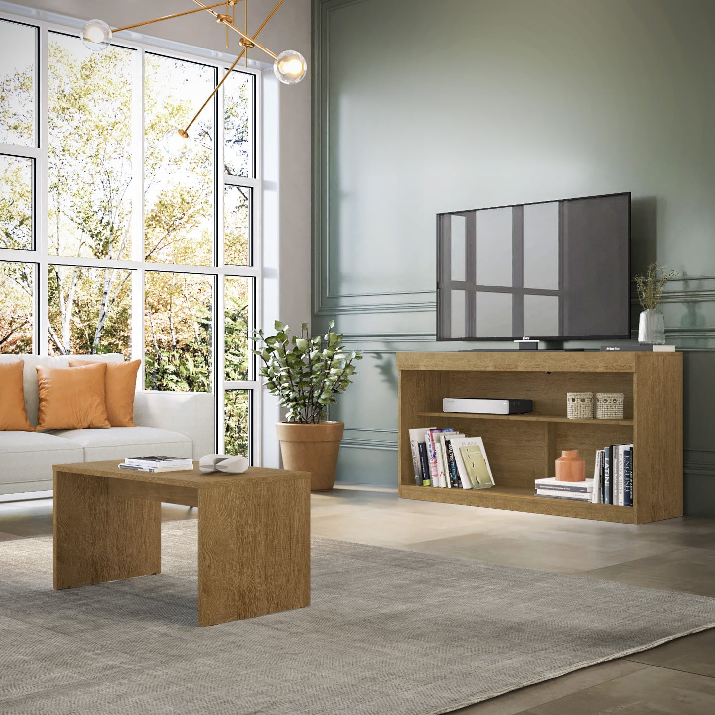 Homeroots 51" Natural Solid Console Table