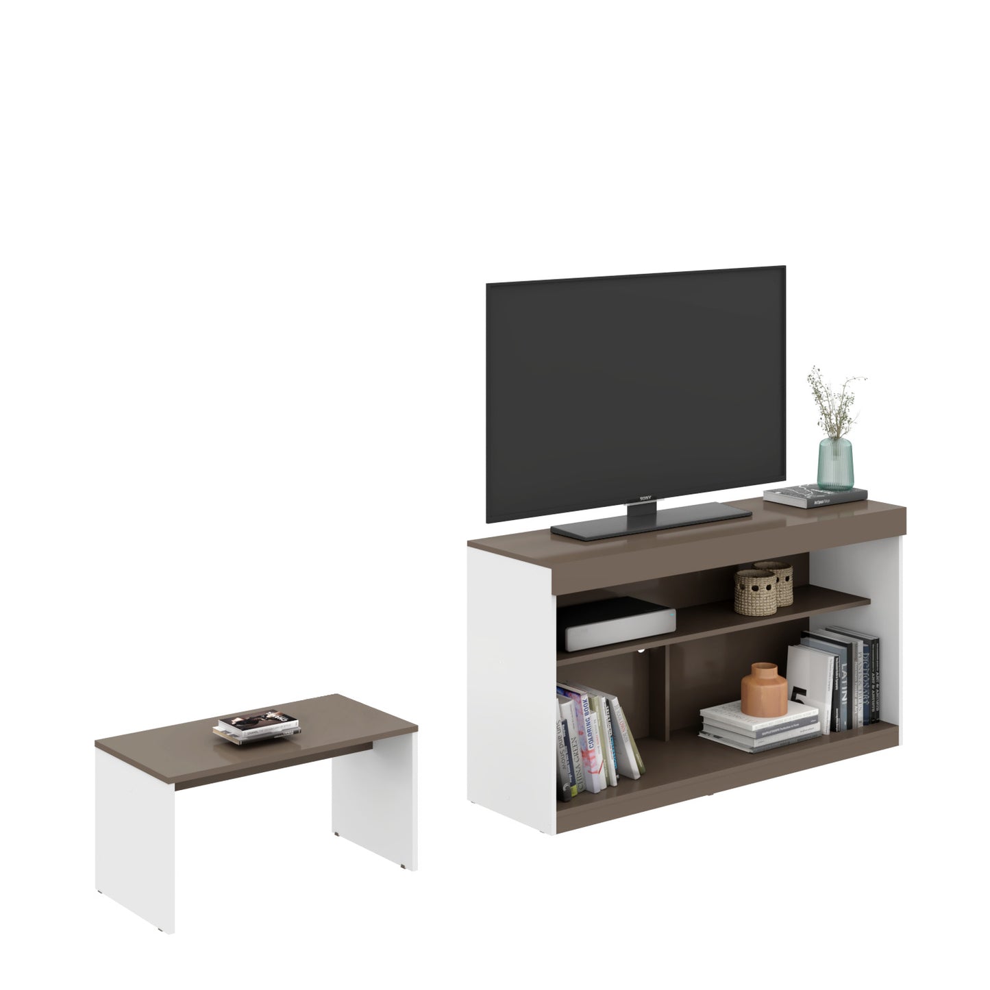 Homeroots 51" Light Gray And White Solid Console Table