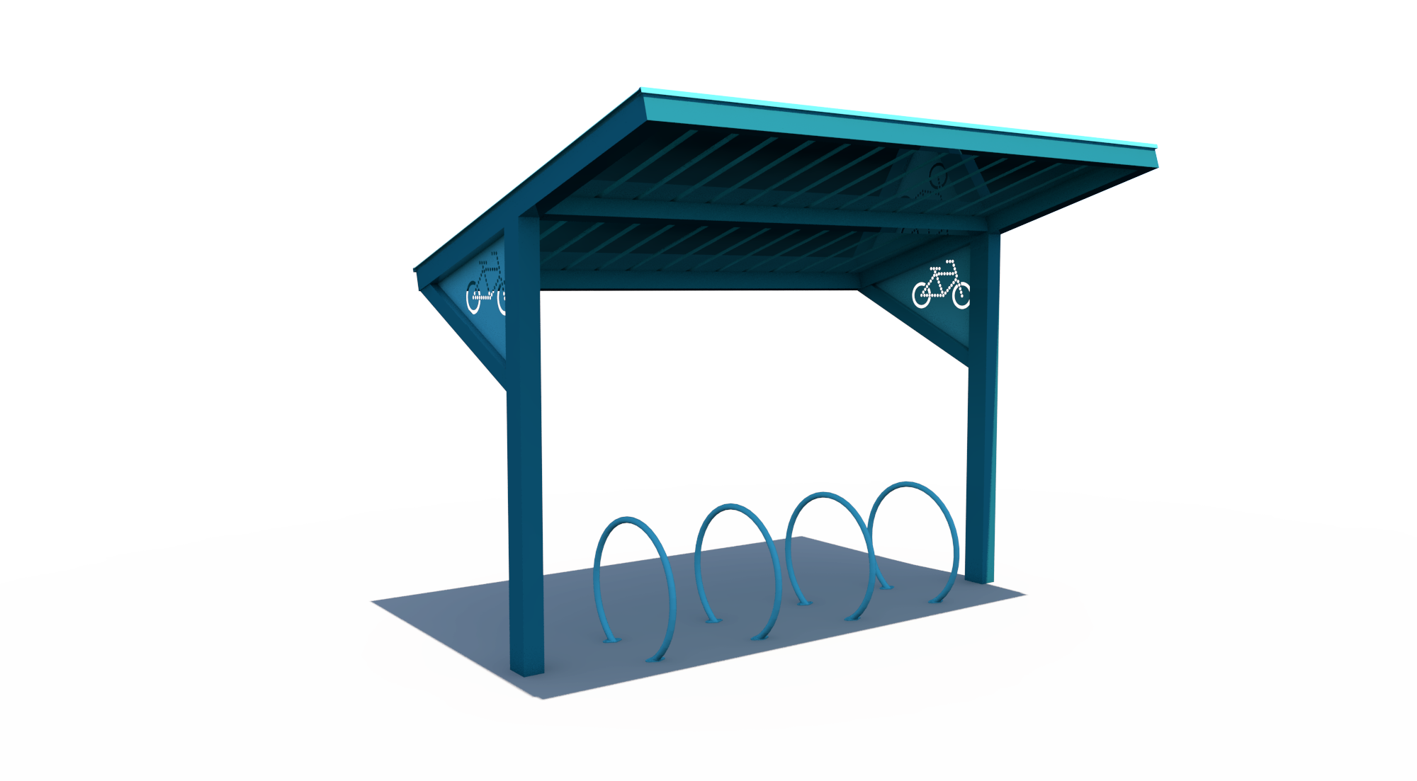 BRS-0002 All-Steel Bike Shelter — 10.5' × 15' with Integrated Bike Racks | Superior Recreational Products