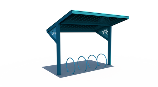 BRS-0002 All-Steel Bike Shelter — 10.5' × 15' with Integrated Bike Racks | Superior Recreational Products
