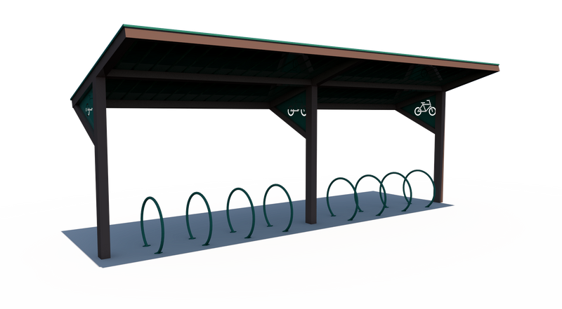 BRS-0003 All-Steel Bike Shelter 10.5x30
