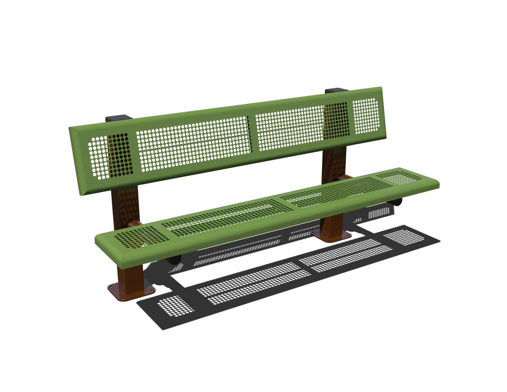 B6WBPERFD4  8' Perforated Double 4-4 Bench with Back In-Ground Mount