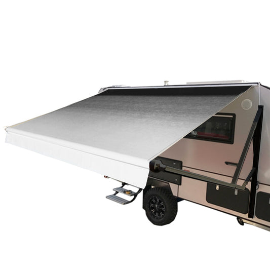 Motorized RV/Patio Awning - 20 x 8 Feet - Black Frame - Black Fade Fabric RVABWM20X8BLK11B-AP