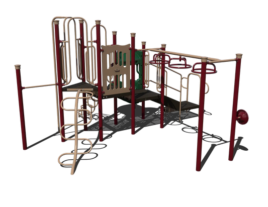 Forest Playground Structure with Curved Slide and Overhead Ladder | Outdoor Play Structure for Ages 5 to 12 | CW-0016-2