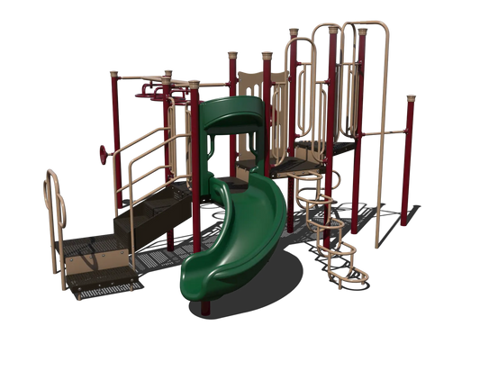 Forest Playground Structure with Curved Slide and Overhead Ladder | Outdoor Play Structure for Ages 5 to 12 | CW-0016-2