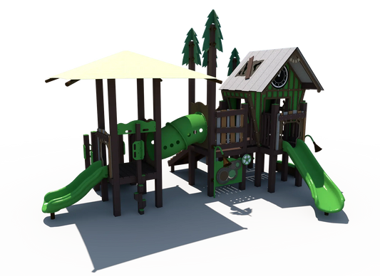 R-Town® Cottages Playground Structure with Shade | Outdoor Play Structure for Ages 2 to 5 | FXR-COT-205-0169