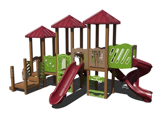 Playground Structure with Spiral Slide, Straight Slide, and Climbing Wall | Outdoor Play Structure for Ages 5 to 12 | GFP-30082-1