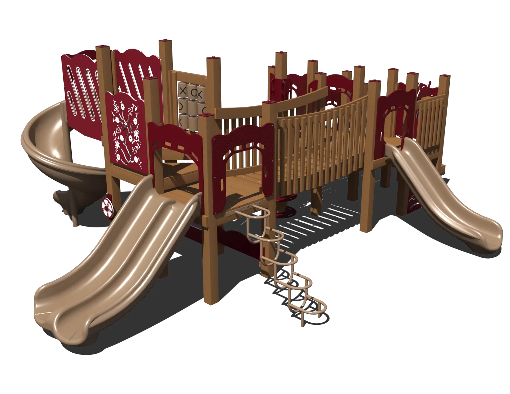 ADA Commercial Multi Slide Playground Without Shade | Outdoor Play Structure for Ages 2 to 5 | GFP-30211-1