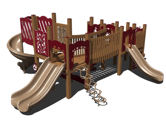 ADA Commercial Multi Slide Playground Without Shade | Outdoor Play Structure for Ages 2 to 5 | GFP-30211-1
