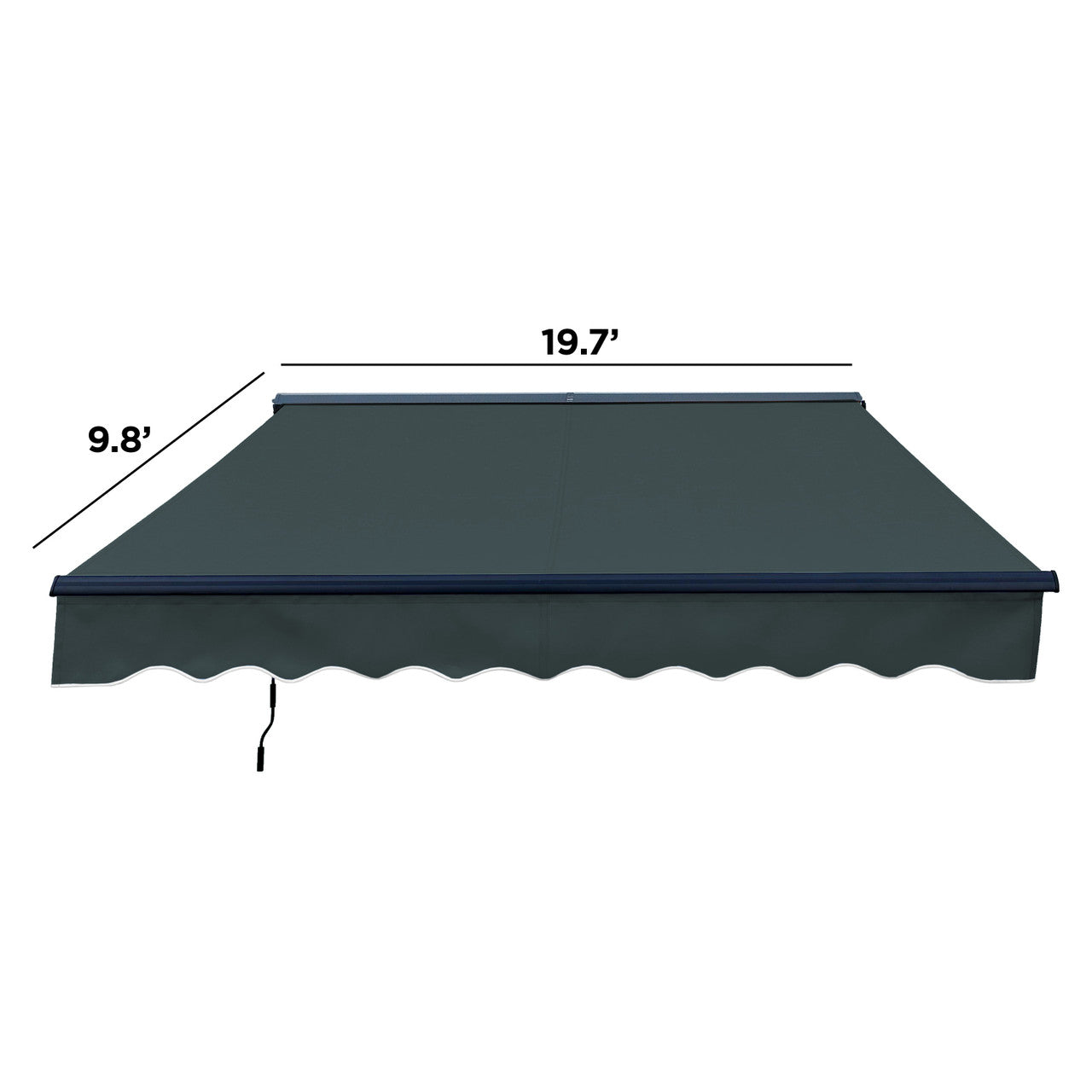 20 x 10 ft. Half Cassette Motorized Retractable LED Luxury Patio Awning – Dark Gray Frame – Forest Green Fabric AWCL20X10GREEN166-AP