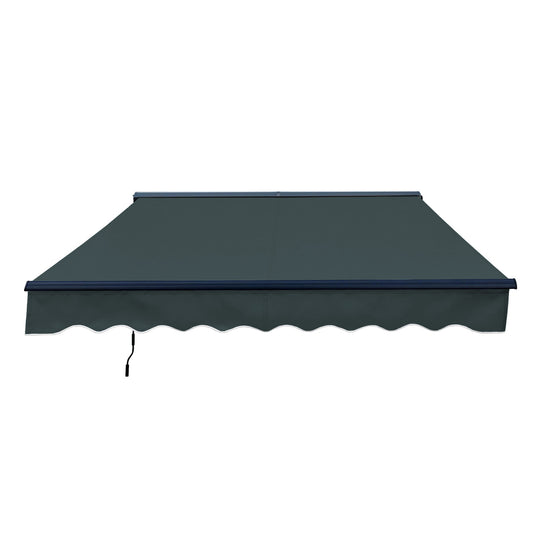 20 x 10 ft. Half Cassette Motorized Retractable LED Luxury Patio Awning – Dark Gray Frame – Forest Green Fabric AWCL20X10GREEN166-AP