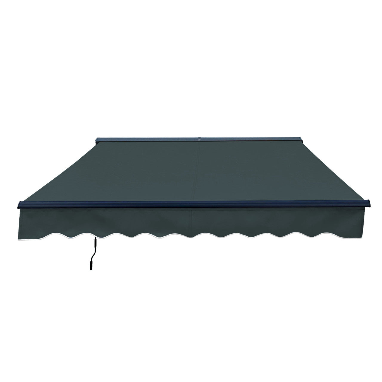 20 x 10 ft. Half Cassette Motorized Retractable LED Luxury Patio Awning – Dark Gray Frame – Forest Green Fabric AWCL20X10GREEN166-AP