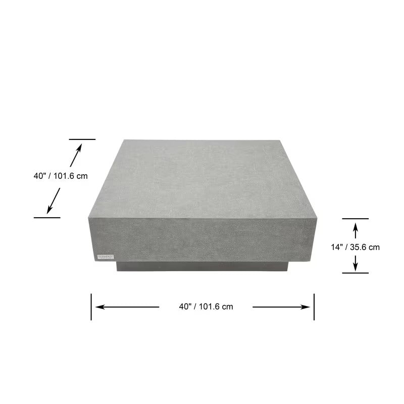 Luxury travertine style coffee table in lightweight GFRC dimensions