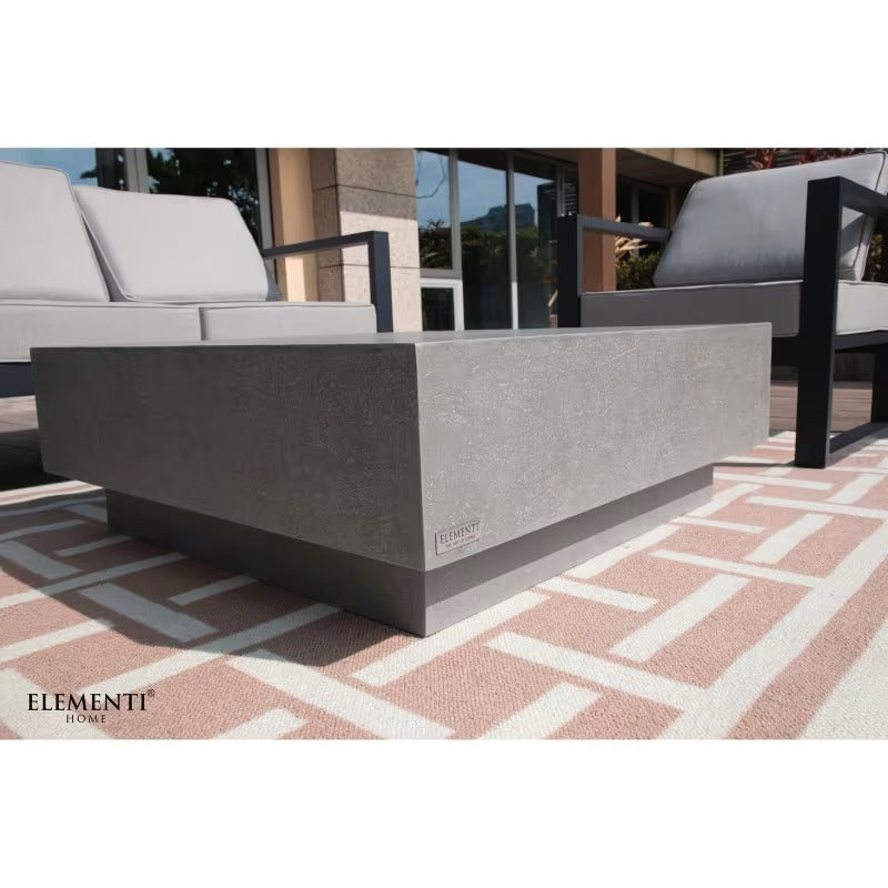 Modern GFRC concrete coffee table in Space Gray 40-inch square design for indoor outdoor use