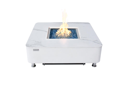 Annecy 42” Porcelain Top Fire Table - Bianco White