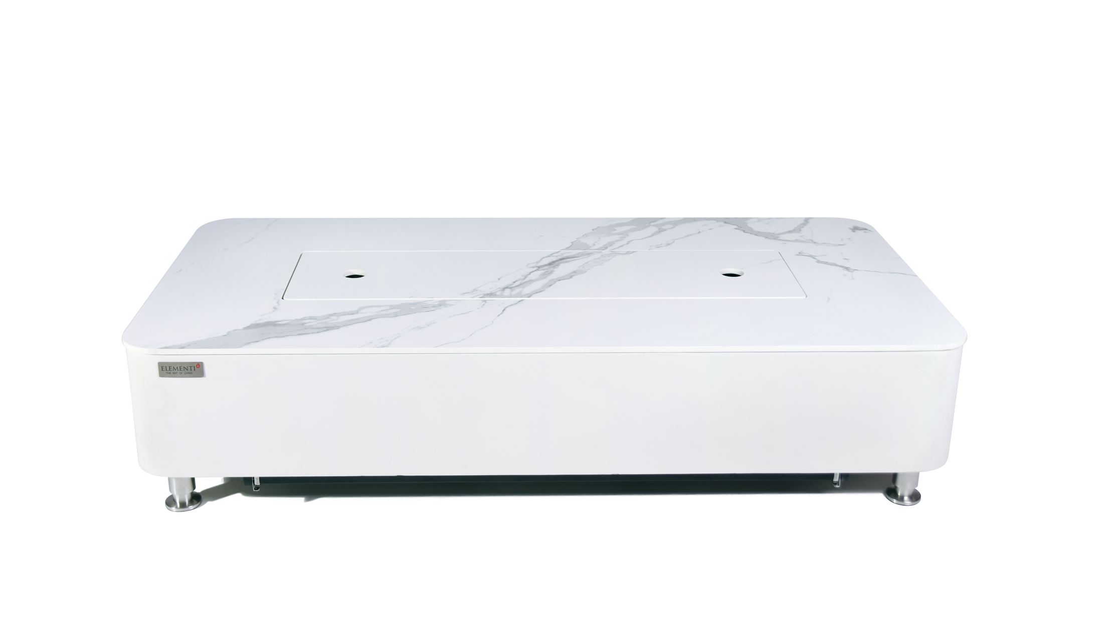 Athens 62” Marble Porcelain Top Fire Table - Bianco White