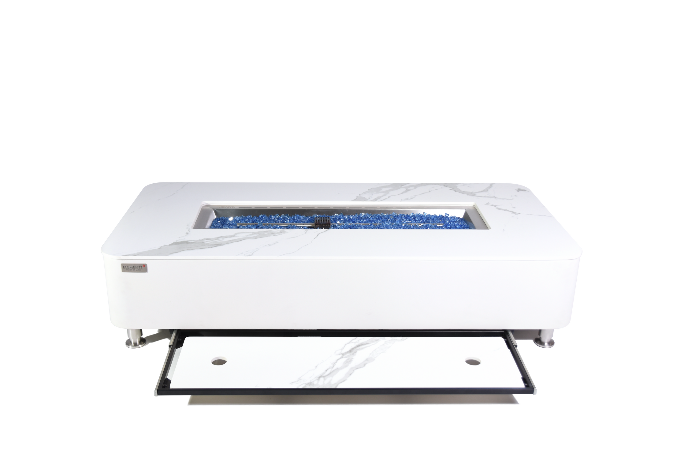 Athens 62” Marble Porcelain Top Fire Table - Bianco White