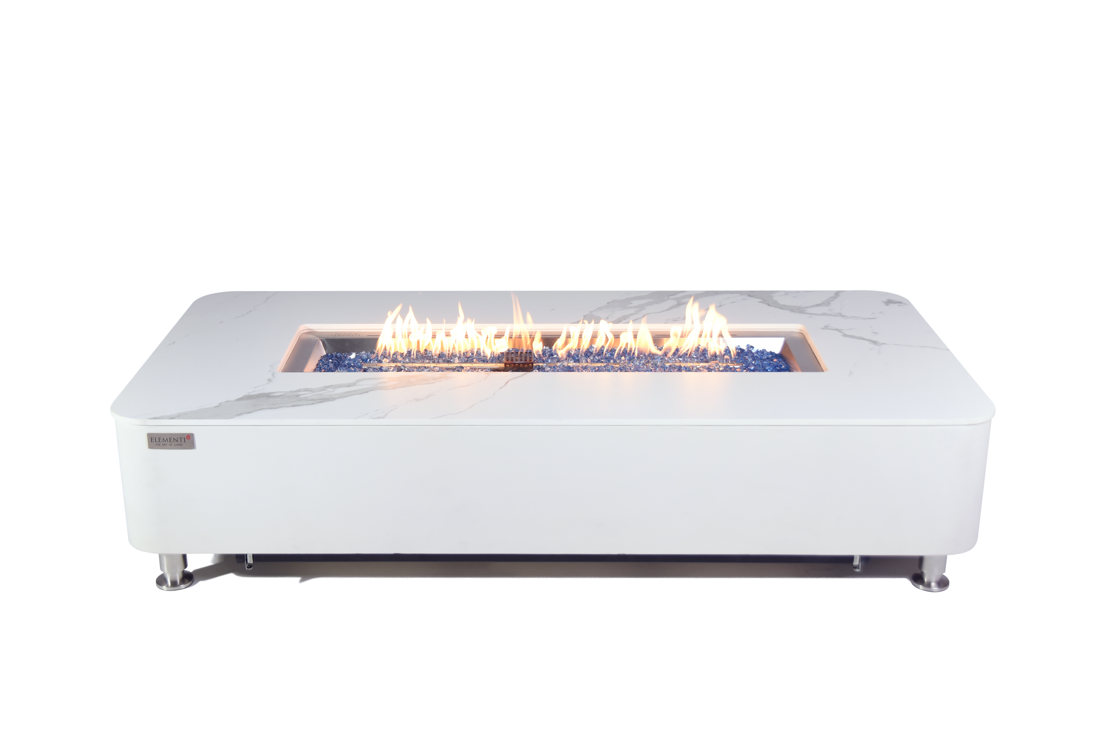 Athens 62” Marble Porcelain Top Fire Table - Bianco White
