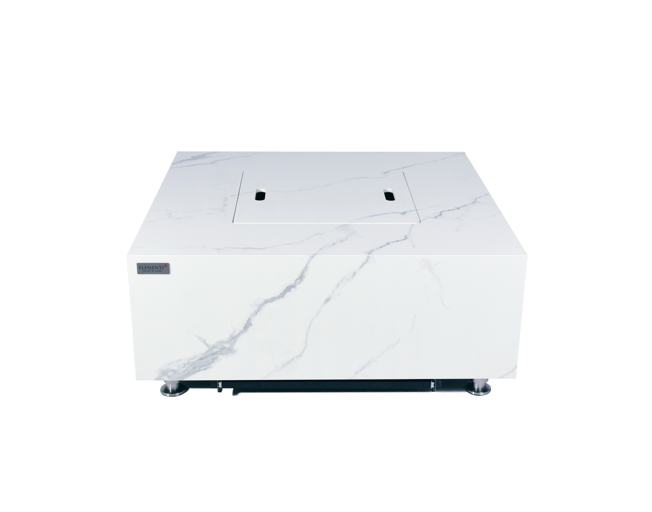 Bianco 40” Marble Porcelain Fire Table - Bianco White
